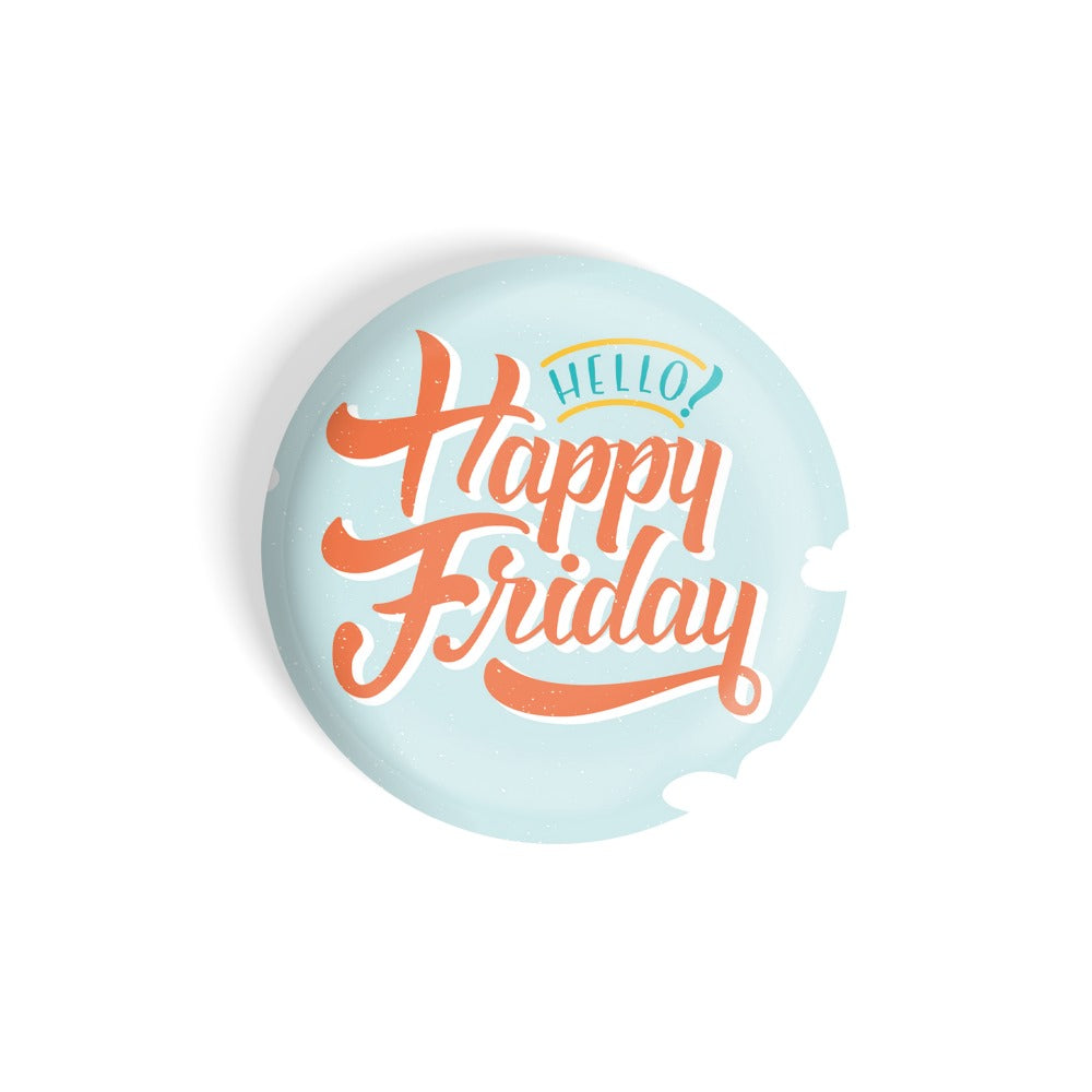 dhcrafts Round Fridge Magnet Blue Hello Friday Glossy Finish Design Pack of 1 (75 mm)